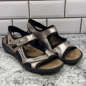 Romika Womens 41 Purisoft Wellness Sandals Metallic Gold Triple Strap Comfort